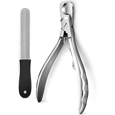 Gobeigo Dog Nail Clippers with Nail File, Professional Heavy Duty Dog Nail Trimmer, Full Martensite Steel Razor Sharp Blade Best for Large Dogs/Thick Toenail Pets/Old Cat, Ergonomic Non-slip Handles Cover