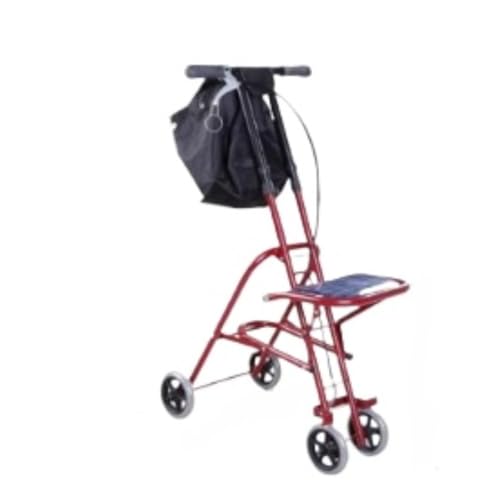 AOPIPI 移動補助具、トロリー、折りたたみ式ショッピングカート、バッグ/シート付き軽量歩行器、4輪、操作簡単、頑丈、歩行トロリーとトレーラー付き、障害者および高齢者向け (4輪*トロリー,A)