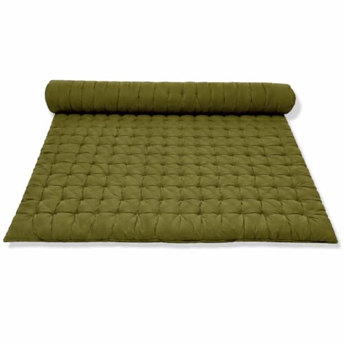 Image of ATOOTFUSION Soft Cotton Quilt | Foldable Light Weight Filled Single Firm Cotton Quilt Mattress| Gadda (Solid Coloured, 2 Sleeping Capacity, 5 x 6 ft or 72 x 60 Inches Queen) (Mehndi Green)