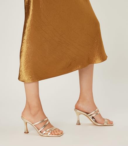 Arromic Women's Heels Square Open Toe Slip on Heeled Sandals Slides for Dress Work Party Casual Wedding3