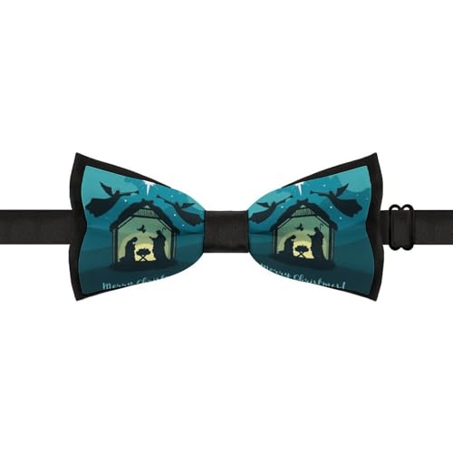GoasNei Christmas Christian Nativity Scene Bow Tie for Men Adjustable Necktie Funny Tie Neck Ties for Weddings Party