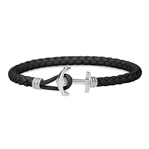Paul Hewitt Bracciale Unisex in Pelle PHREP Lite - Braccialetto Donna e Uomo in Pelle (Nero), Bracciali Unisex in Acciaio Inossidabile (Acciaio)