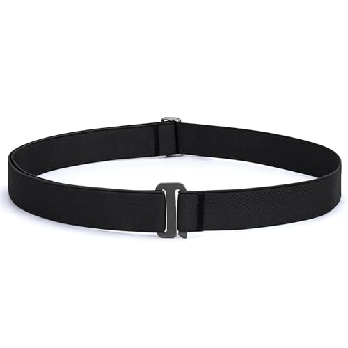 JasGood Unsichtbare Damen Stretch Gürtel No Show Elastic Einstellbare Web Gürtel Mit Flacher Schnalle Für Jeans Hosen Kleider,Schwarz,110cm(Passt Taillenumfang 55cm-110cm)