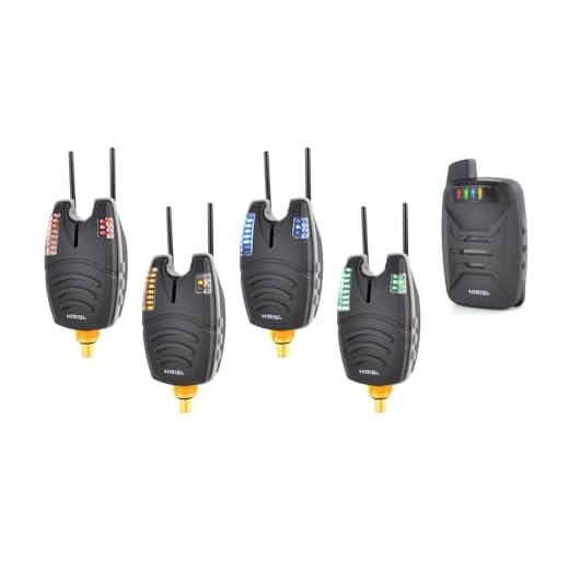 Hirisi Tackle B1230 - Juego de alarma inalámbrica impermeable para pesca de carpas con pantalla LED, sensibilidad ajustable y alcance de 200 m