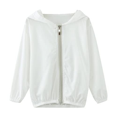 Kids Active Zipper Sun Pr𝗼tection Jacket Boys Girls Hooded Co𝗼ling Shirt Pockets Fishing Running Outdoor Coat