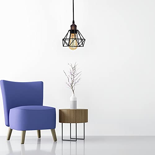 Image of Beaupretty Metal Cage Lamp Shade: Industrial Lamp Shade Decorative Lamp Guard Clip- on Chandelier Light Covers Ceiling Pendant Light Fixture for Table Wall Floor Ceiling Black