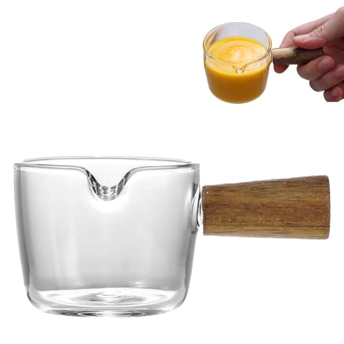 Vaso medidor de vidrio para café de 50 ml con mango de madera miniatura 5