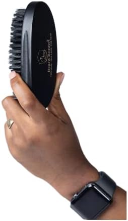 Beard Bonnet -Military Style Boar Bristle Mens Hair Brush - Small Hand + Palm Size Hairbrush and Beard Brush for Grooming Thin, Fine, Facial and Short Hair - Soft Bristle