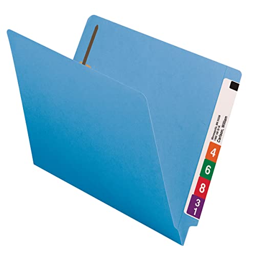 Smead Watershed/Cutless End Tab Fastener File Folder, Reinforced Straight-Cut Tab, 2 Fasteners, Letter Size, Blue, 50 Per Box (25050) #TOP2