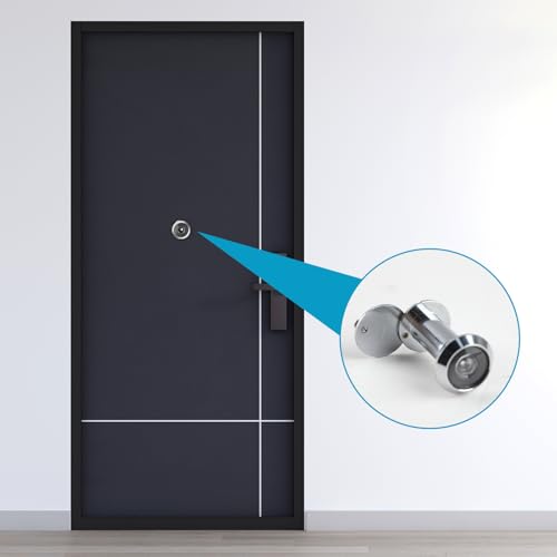 Türspion mit Weitwinkel 220° und Sichtschutz,Edelstahl Optik,Ø 14-18mm Bohrloch,Hochwertige Echtglaslinse,Türspion Abdeckung,Sicherheit für 35-60mm Dicke Türen (Silber)