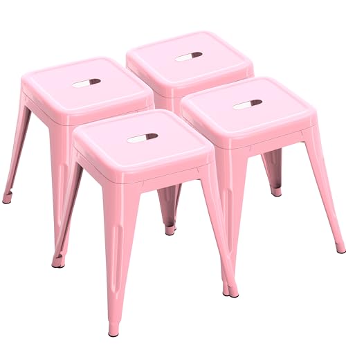 Rivibuio 18 Inch Industrial Metal Dining Stools – Stackable Multi-Scene