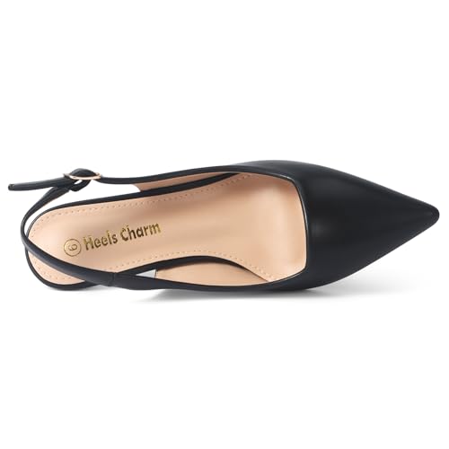 Heels Charm Women's Pumps Shoes Low Stiletto Pump Shoes Pointed Toe Ankle Strap Pumps Closed Toe Slingback Dancing Daily Work Party Wedding Dating Dress Pumps Shoes3