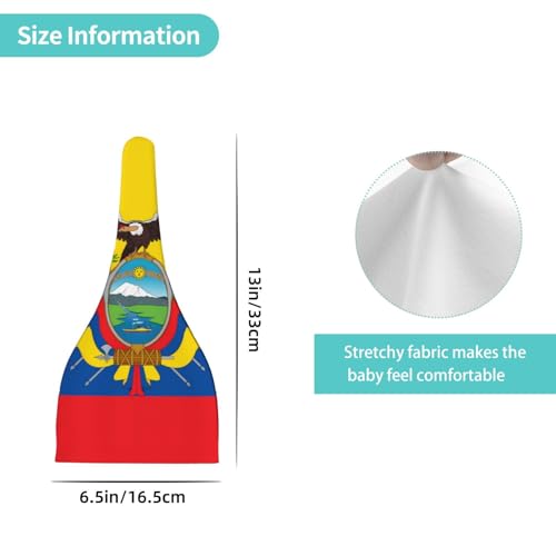 Newborn Baby Hat, Flag of Ecuador Print Soft Top Knot Beanie Cap, Cute Baby Headwear for 0-6 Months Black4