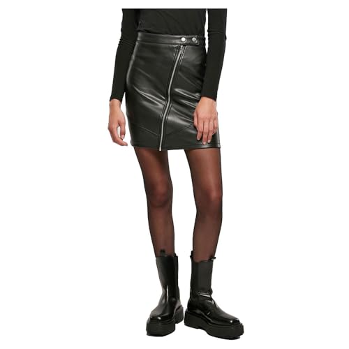Urban Classics Damen Ladies Synthetic Leather Biker Skirt, Schwarz, M EU