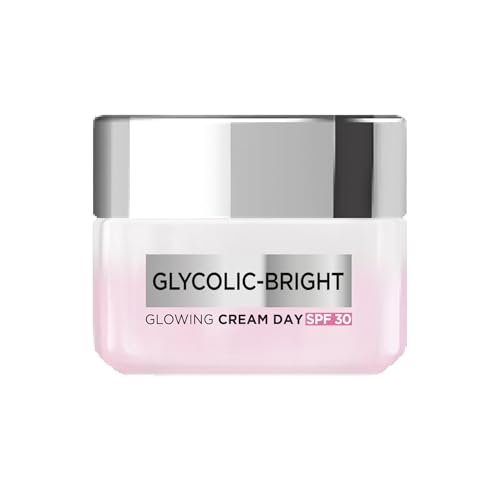 L'Oreal Paris Glycolic Bright Glowing Day Cream, Overnight Brightening Cream, Glycolic Acid in Gel-Like Cream Texture, that Visbily Minimizes Spots & Reveals Glowing skin, 50ml