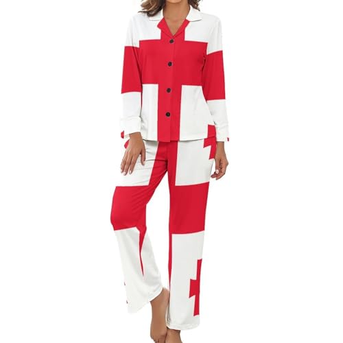Pyjama femme manches longues et pantalon élastique doux grande taille