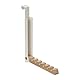Relaxdays Klapphaken, zum Einhängen, Türgarderobe für 6 Kleiderbügel, Metall und Holz, Haken für 2 cm Türfalz, Creme