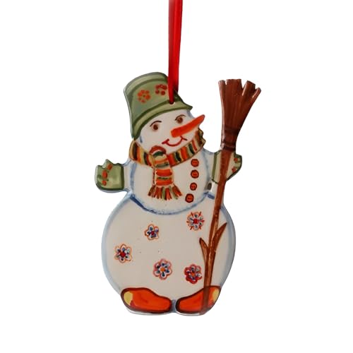 Armenian Ceramic Christmas Ornament – Handcrafted Snowman Design – Glazed