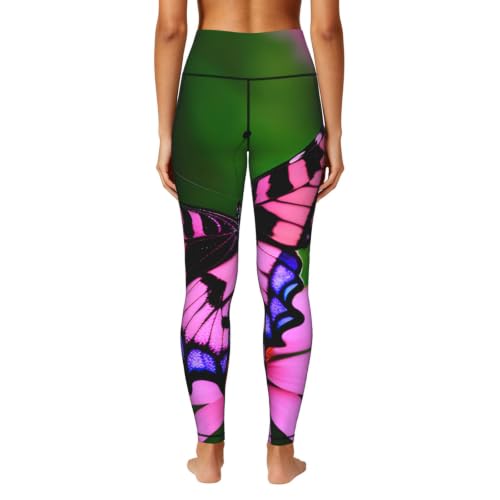 Leggings con estampado de mariposas moradas antirozaduras para ejercicio 4