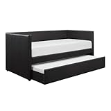 Lexicon Adra Contemporary Faux Leather Daybed in Black Finish