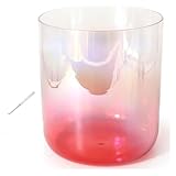 クリスタルシンギングボウルセット 7インチ 432HZ クリスタルシンギングボウル、サウンドヒーリング、瞑想、祈り、ストレス軽減、ストライカーとOリング付き(Red,C Note)