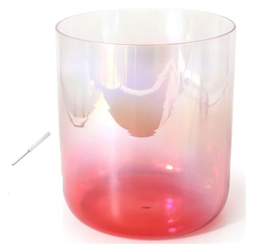 QRBACOPOE(売店) 水晶シンギングボウル 7インチ 432HZ クリスタルシンギングボウル、サウンドヒーリング、瞑想、祈り、ストレス軽減、ストライカーとOリング付き(Red,A Note)