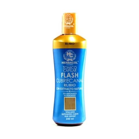Herbacol Blonde "Flash" Gray Hair Cover | Ammonia and Peroxide Free | Herbacol Rubio "Flash" Cubrecanas | Sin Amoniaco ni Peroxido | 8.1 oz-240ml Cover