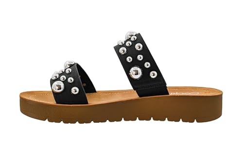 Corkys Footwear Womens Bad Romance Sandals - Featuring Dome Embellished Straps, And An Easy Slip-On Design - Stylish and Comfortable for Everyday Wear
