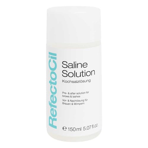 RefectoCil Sérum physiologique/Solution saline de 150 ml pour dégraisser en profondeur avant une coloration ou un rehaussement des cils