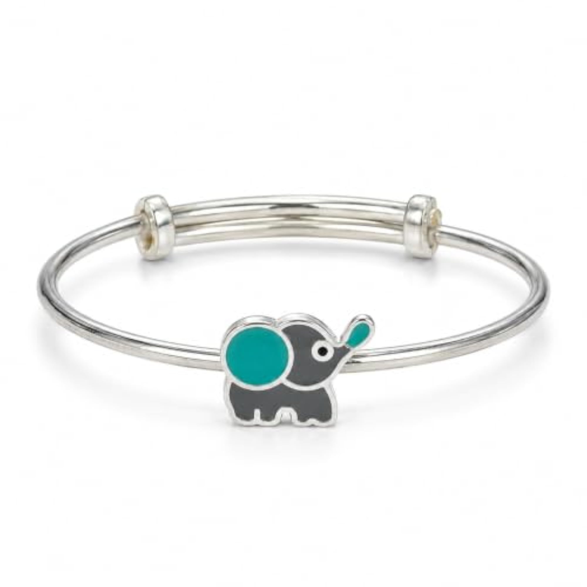 925 Sterling Silver Elephant Design Kids Kada, Adjustable