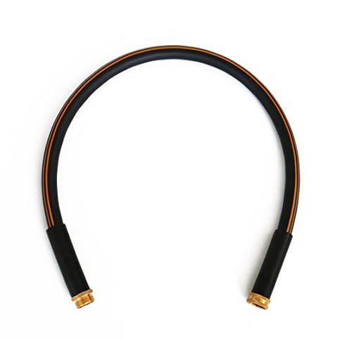 Atlantic Heavy Duty Garden Hose 5/8 Inch x 3 Foot Black Color, Short Connection Leader Hose with Solid Brass Connectors (3FT)