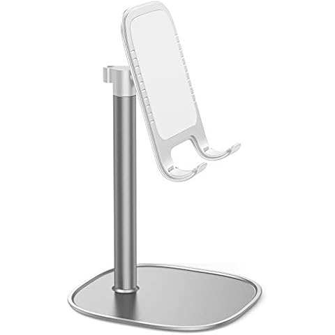 Giftorld Mobile Phone Stand Desk Holder Adjustable Angle Video Call Movies Table Mount Compatible with iPhone 14 13 12 11 Pro Max XR XS 8 7 iPad Mini Samsung S22 S21 S20 S10 A71-(Silver) Cover