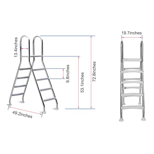 Escalera para piscina de 4 peldaños en acero inoxidable miniatura 3