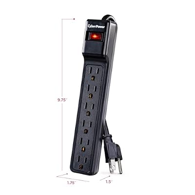 CyberPower CSB6012 Essential Surge Protector, 1200J/125V, 6 Outlets, 12ft Power Cord, Black