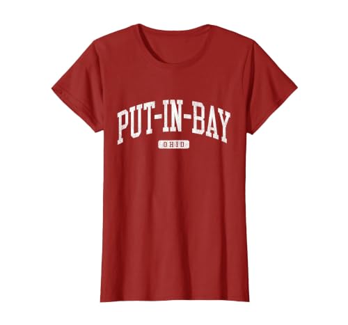 Put-in-Bay Ohio OH JS03 College University Style T-Shirt, Women, Cranberry Red, 3X-Large