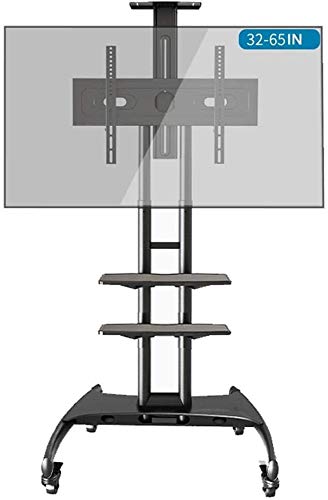 Supporto universale girevole per TV con piedistallo con vassoio a 2 strati carrello per display mobile per TV da 32-65 pollici gestione dei cavi soluzione per lintrattenimento domestico robusto e