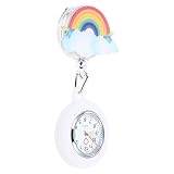 Hemobllo Orologio da infermiera arcobaleno, con clip a scomparsa, orologio da taschino medico, da donna, infermiera, medico
