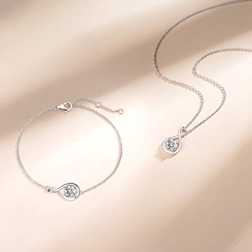 Fancime Simulated Diamond Necklace Mothers Day Gift April Birthstone Necklace For Women Cubic Zirconia Cz 925 Sterling Silver Dainty Infinity Pendant Jewelry Anniversary Birthday Gifts For Mom Girls #TOP1