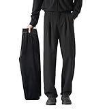 Genérico Pantalones de Vestir Vintage para Hombre Pantalones de Golf Casuales Pantalones de Vestir Gruesos, Traje de Otoño/Invierno, Traje de Oficina Color Sólido Corte Clásico, Negro , XL
