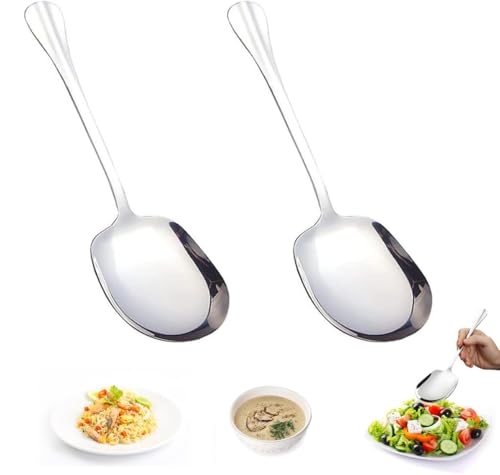 WWYSSZ 2 Stück Servierlöffel Edelstahl Groß Vorlegelöffel Löffel mit Langen Griffen, Buffet Esslöffel Großer, Wird in Buffetrestaurants,...