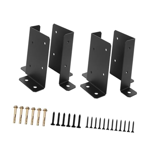 Ｂｅｓｇａ 4 Pieces Adjustable Post Anchor Brackets Accessories Half Column Support Bases Fit 2x4 4x4 6x6 Posts for Wood Fence Railing