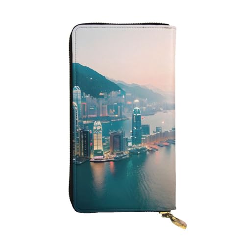 Portefeuille en cuir long pour femme grand format avec porte-cartes et compartiments à clip