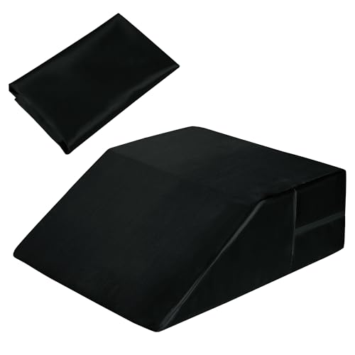 HOMBYS Satin Wedge Pillow Cover Leg Elevation Pillowcase -Silky & Smooth Bed Wedge Replacement Case with Zipper, Removable & Machine Washable Leg Pillow Cover (Cover Only), Black