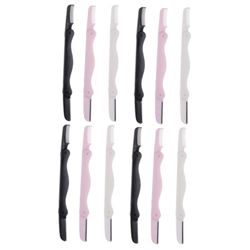 OSOLADY 12 Pcs 3 Double-Sided Eyebrow Trimmer Razor Portable Hair Shaper for Women Home Outdoor Use Precision Grooming Kit
