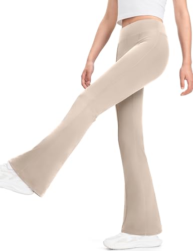JOCMIC Girls Flare Leggings High Waisted Bell Bottom School Uniform Pants with Hidden Pockets3