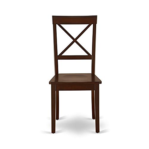 East West Furniture CABO7-MAH-W Mid Century Set 7 Piece-Wooden Chairs Seat-Mahogany Finish Kitchen dining room Table and Frame, 7