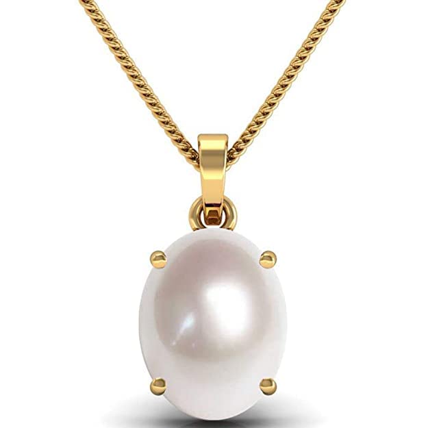 Ayush Gems South Sea Pearl 5.00 Ratti 4.50 Carat Natural Pearl Gemstone Original Certified Moti Astrological panchhdhaatu/Ashtadhatu Gold Pendant for Men and Women