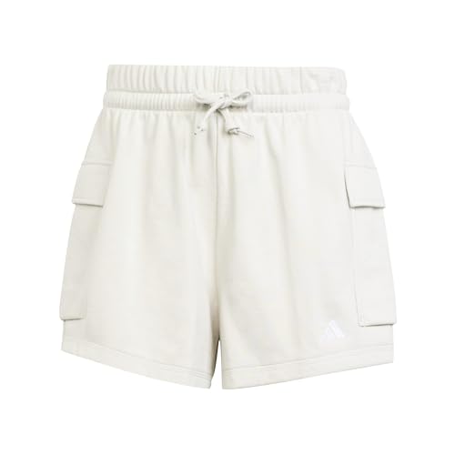 adidas Damen Essentials Small Logo French Terry Cargo Shorts, Wonder Alumina/White, XS