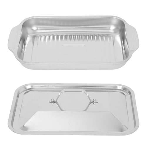 Bandeja de acero inoxidable profunda para asar sin deformaciones ni derrames 2