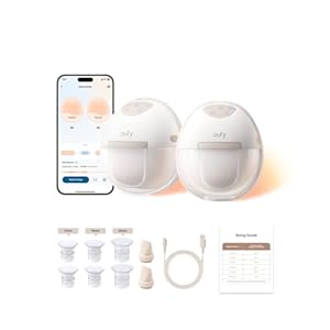 eufy Security Heated Breast Pump Hands-Free E20, Wearable with Innovative HeatFlow, 3 Heat Levels, Optimized Rhythm via App, Hospital-Grade Suction, Leakproof, Ultra-Slim and Quiet for in-Bra Use
